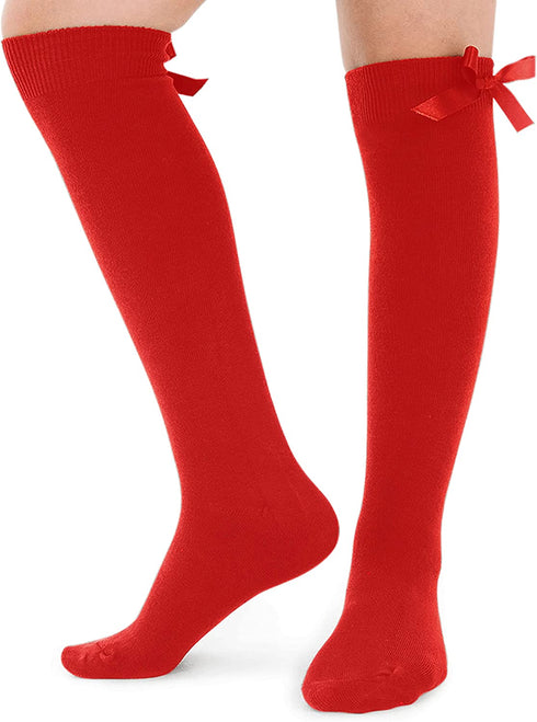 Girls Cotton Rich Knee High Bow Socks