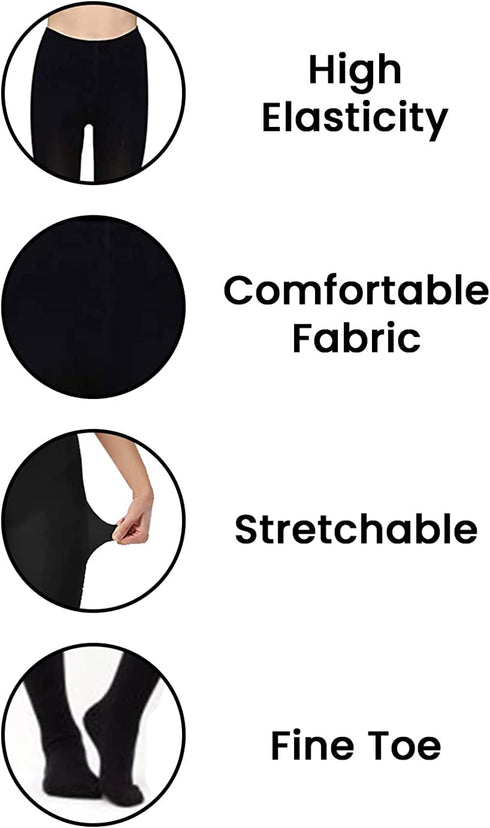 High Waist Ballet Dance Opaque Plain Pantyhose