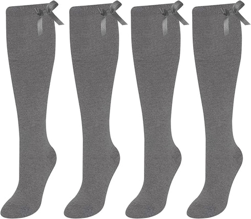 Girls Cotton Rich Knee High Bow Socks